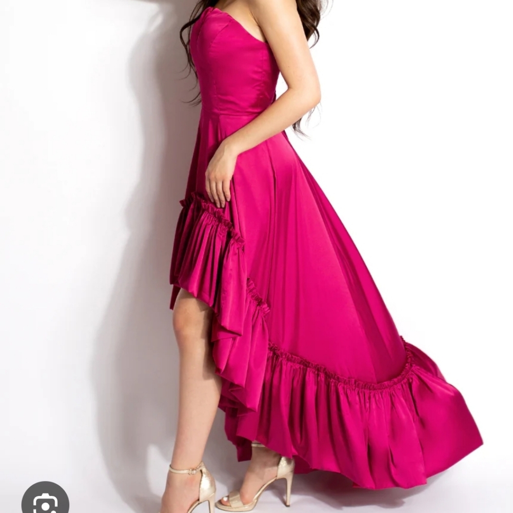 Joyfolie Magenta Strapless High Low Dress
